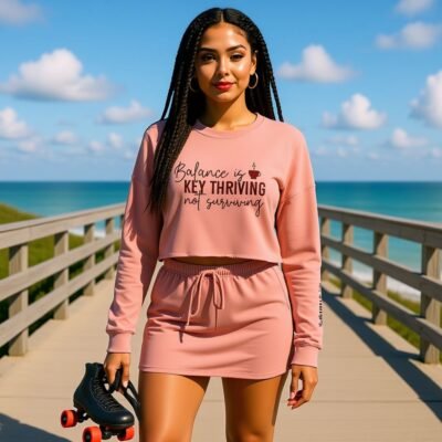 Balance is key thriving not surviving-Calm & Caffeinated Crop Sweatshirt