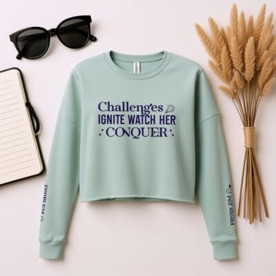Challenges ignite watch her conquer-Problem Solver Crop Sweatshirt