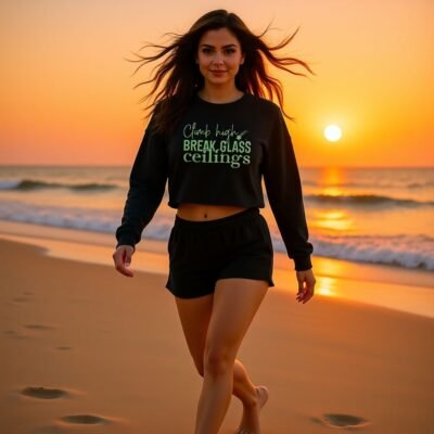 Climb high break glass ceilings-Reach for the Stars Crop Sweatshirt