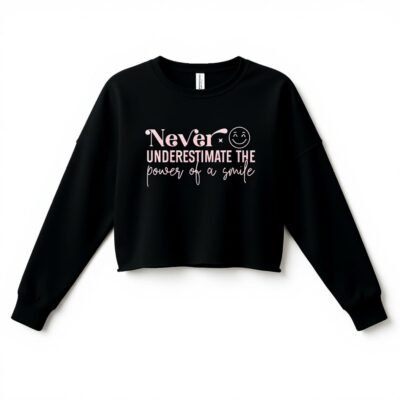 Never underestimate the power of a smile-Disarming Charm Crop Sweatshirt