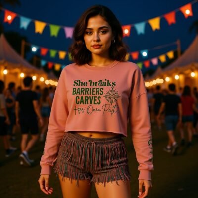 She breaks barriers carves her own path-Trailblazer Crop Sweatshirt