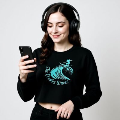 She creates waves, Lady Boss, Crop Sweatshirt