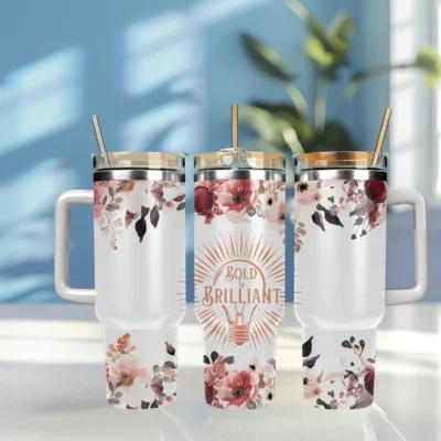 Bold & Brilliant 40oz Travel Mug With Handle and Straw