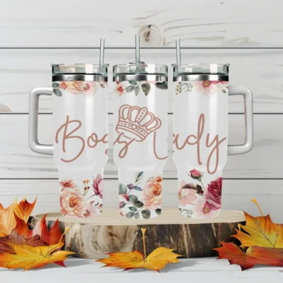 Boss Lady 40oz Travel Mug With Handle and Straw