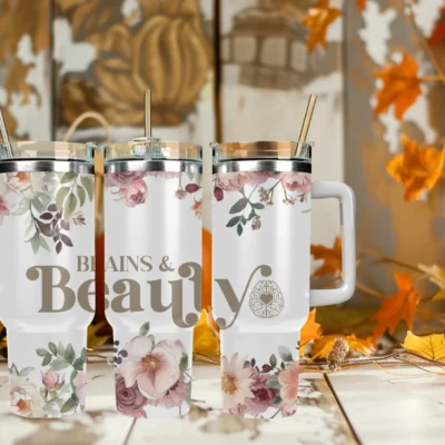 Brains & Beauty 40oz Travel Mug With Handle and Straw