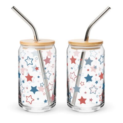 Sparkle stars Printed Can-shaped glass, 16oz Coffee Cup