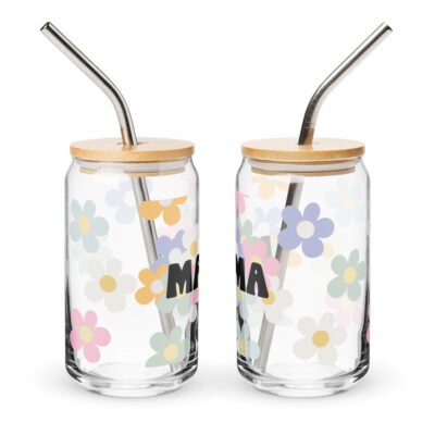 Iced Coffee Cup 16oz Glass with Lid and Straw, Can-shaped glass