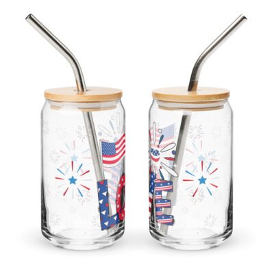 Glass Can Soda Cup with Lid and Straw: Buy Eagle's Soar Celebration 16oz Can-shaped glass