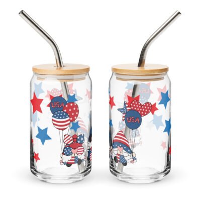 16oz Printed Drinking Glass, Usa Pride Mugs| Spirit of America: A Celebration of Freedom Can-shaped glass