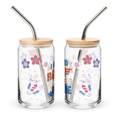 Usa national theme 16oz glass, Liberty Lights: A Star-Spangled Gala Can-shaped glass