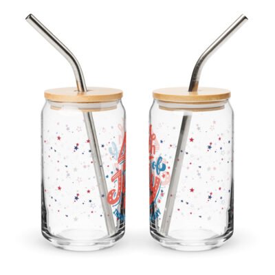 Can shaped glass tumbler, Themed USA: Fireworks and Freedom: Independence Day Bash Can-shaped glass