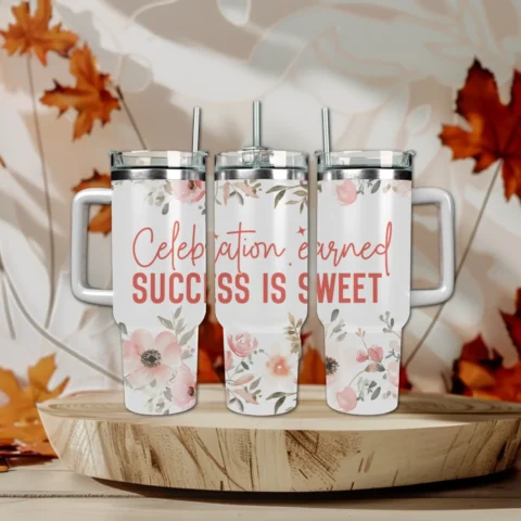 Celebration earned success is sweet 40oz Travel Mug With Handle and Straw