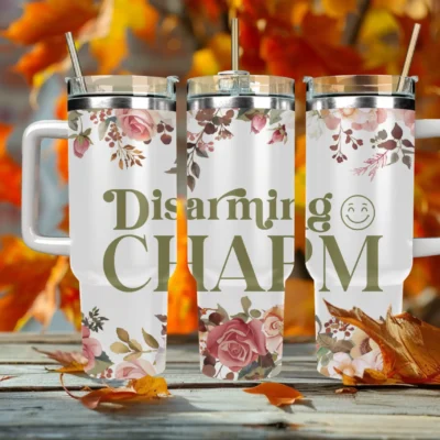 Disarming Charm 40oz Travel Mug With Handle and Straw