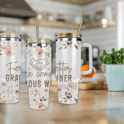 Fierce competitor gracious winner 40oz Travel Mug With Handle and Straw