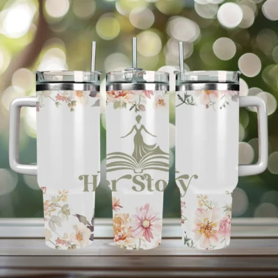 Her Story 40oz Travel Mug With Handle and Straw