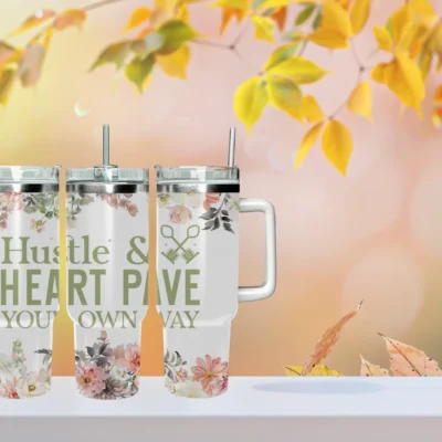 Hustle & heart pave your own way 40oz Travel Mug With Handle and Straw