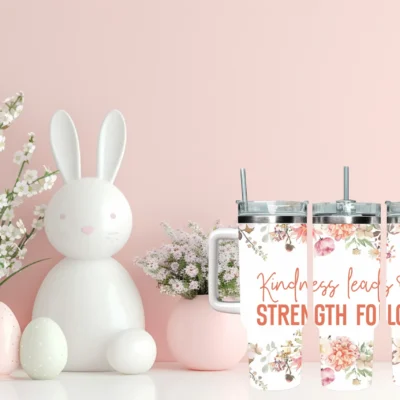 Kindness leads strength follows 40oz Travel Mug With Handle and Straw