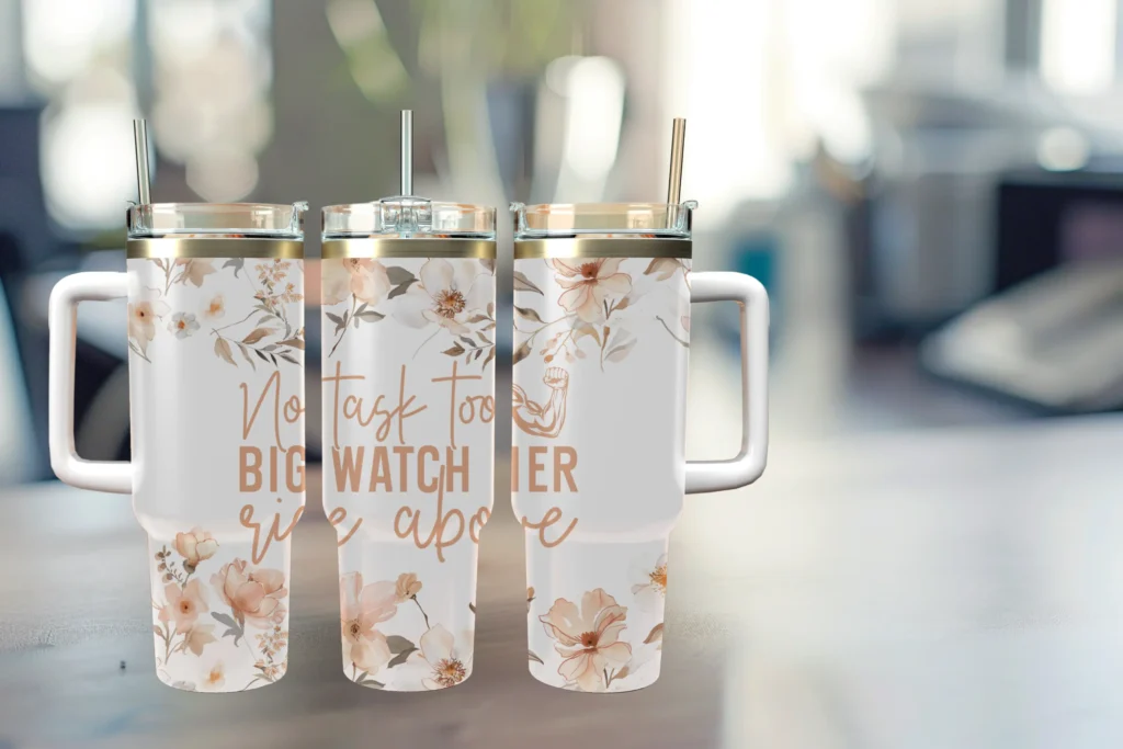 No task too big watch her rise above 40oz Travel Mug With Handle and Straw