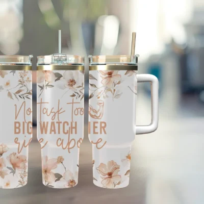 No task too big watch her rise above 40oz Travel Mug With Handle and Straw