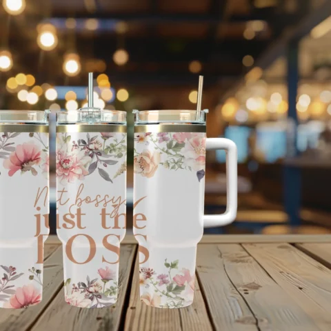 Not bossy just the boss 40oz Travel Mug With Handle and Straw