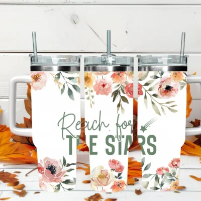 Reach for the Stars 40oz Travel Mug With Handle and Straw