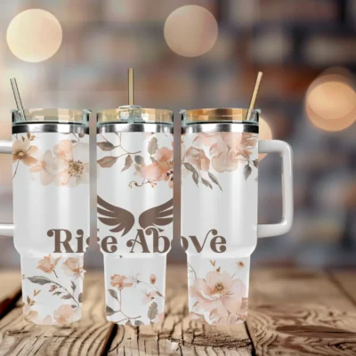 Rise Above 40oz Travel Mug With Handle and Straw
