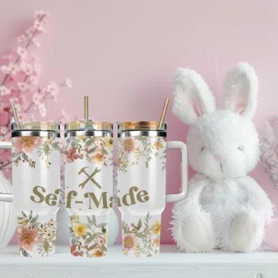 Self-Made 40oz Travel Mug With Handle and Straw