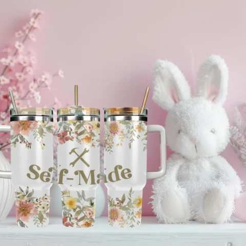 Self-Made 40oz Travel Mug With Handle and Straw