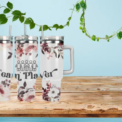 Team Player 40oz Travel Mug With Handle and Straw