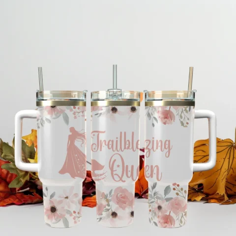 Trailblazing Queen 40oz Travel Mug With Handle and Straw
