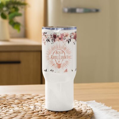 Bold & Brilliant 25oz Travel mug with a handle
