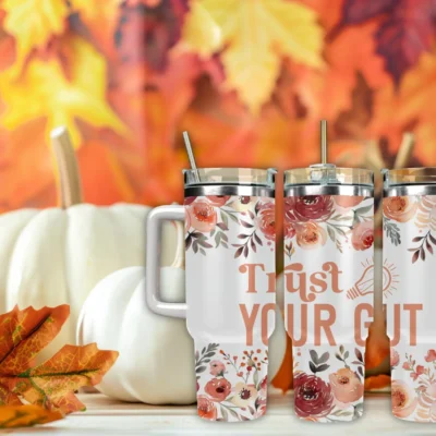 Trust Your Gut 40oz Travel Mug With Handle and Straw