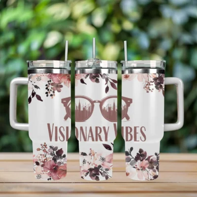 Visionary Vibes 40oz Travel Mug With Handle and Straw