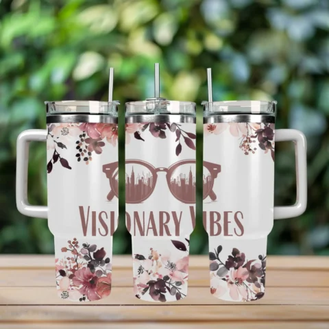Visionary Vibes 40oz Travel Mug With Handle and Straw