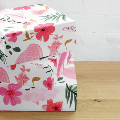 Pink Garden Tapestry: Floral and Leaf Patterns Wrapping paper sheets