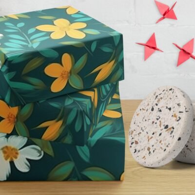 Green Floral Oasis Wrapping paper sheets