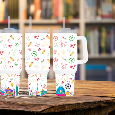 A+ Refreshment Stay Refreshed with Our School-Themed 40oz Travel Mug