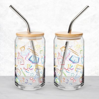 Unique Can Shaped Gift Glass for Back to School Fun, 16oz glass
