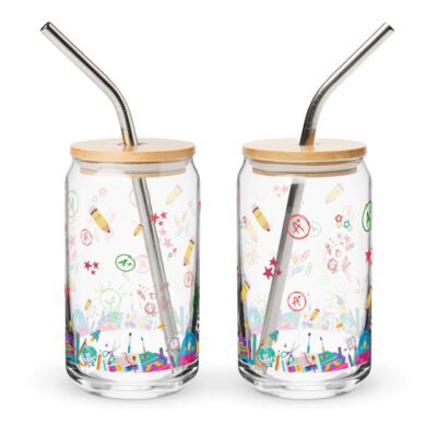 Can Shaped Glass with Lid,16oz- Educational Themed Can Shaped Glass for Enhanced Classroom