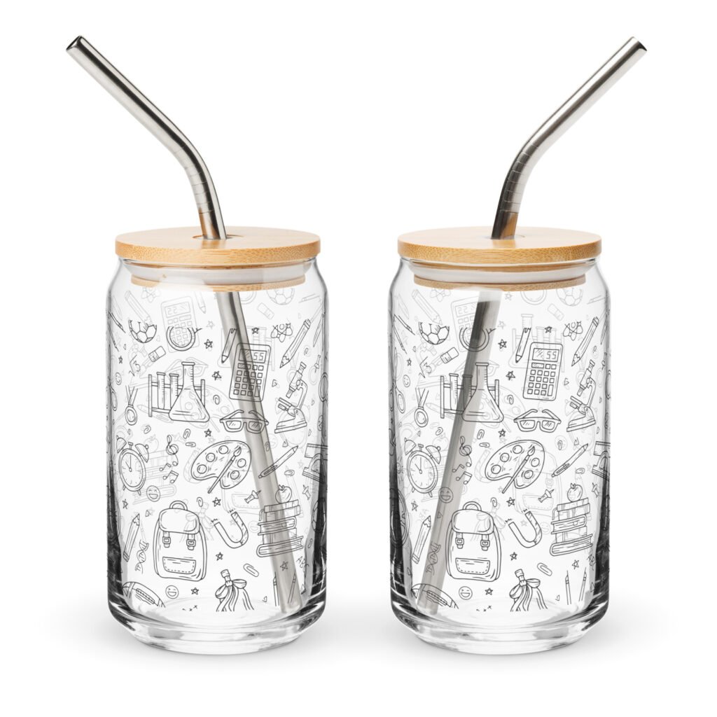 Gift 16oz Glass- Classroom Cool with Printed Can-Shaped Glasses!