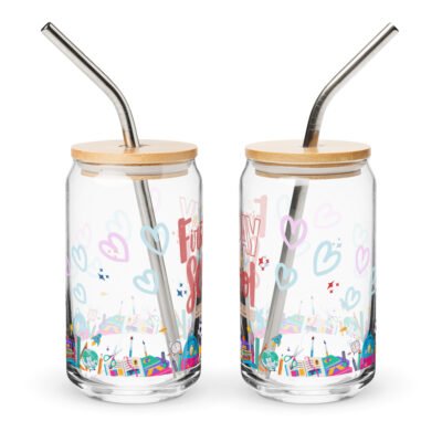 Glass Can Soda Cup with Lid and Straw- Start the School Year Right with Our 16oz Can Shaped Glass