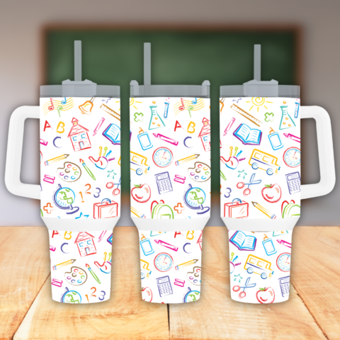 The Ultimate Classroom Companion: 40oz Travel Mug with Handle and Straw