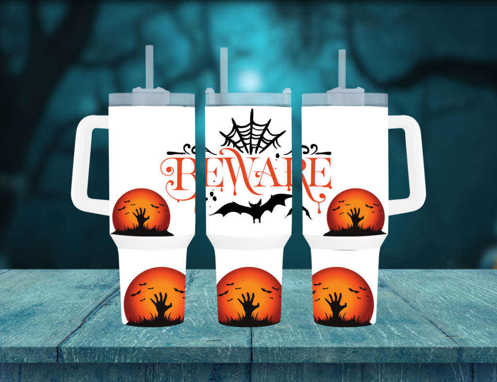 Bats & Ghosts 40oz Travel Mug with Handle – Halloween Collection