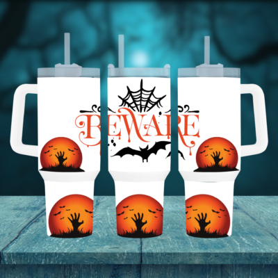Bats & Ghosts 40oz Travel Mug with Handle - Halloween Collection