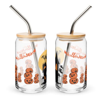 Halloween 16oz Printed Drinking Glass - Witchy Sips:Perfect Brew in a Can Shaped Coffee Glass