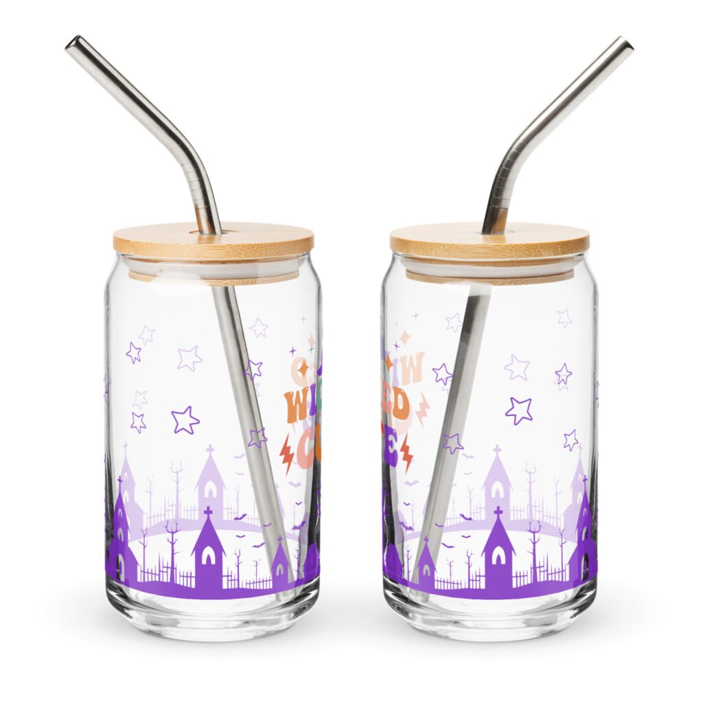 16oz Can-Shaped Glass:Halloween Theme printed glass