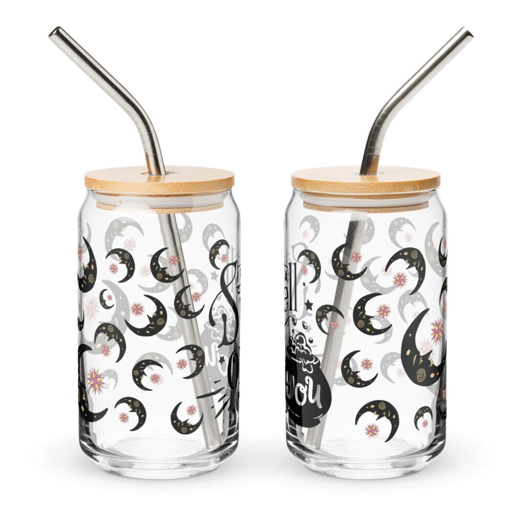 16oz glass can:”I Put A Spell On You” Halloween Printed Can-Shaped Glass
