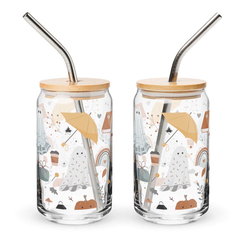 Can shaped drinking glass with Lid and Straw-Spirited Sips: 16oz Tumbler