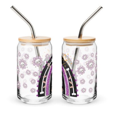 Can shaped glass with lid and straw,16oz - gift glass