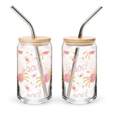 Boo-tiful Drinks: 16oz Halloween Can Shaped Glass (Lid and straw included optional)